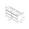 Meuble salle de bains + Vasque 120cm 4 tiroirs White Satin ATTILA - SALGAR 104831