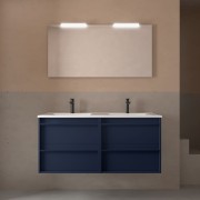 Meuble salle de bains + Vasque 120cm 4 tiroirs Blue Satin ATTILA - SALGAR 104833