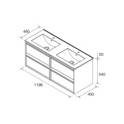 Meuble salle de bains + Vasque 120cm 4 tiroirs Red Satin ATTILA - SALGAR 104835
