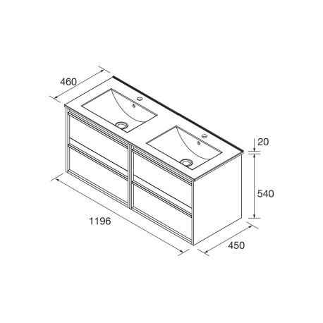 Meuble salle de bains + Vasque 120cm 4 tiroirs Chêne Naturel ATTILA - SALGAR 104836