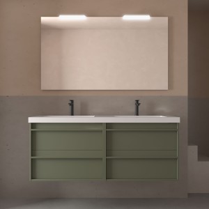 Meuble salle de bains + Vasque 140cm 4 tiroirs Green Satin ATTILA - SALGAR 104842