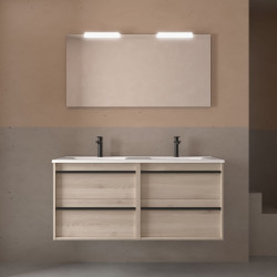 Meuble salle de bains + Vasque 120cm 4 tiroirs Chêne Naturel ATTILA - SALGAR 104927