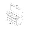 Meuble salle de bains + Vasque 120cm 4 tiroirs Chêne Naturel ATTILA - SALGAR 104927