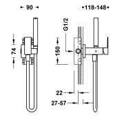 Mitigeur encastré avec douche pour WC Noir Bronze - TRES 00612302KMB 