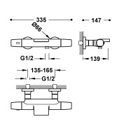 Mitigeur bain-douche thermostatique mural Over‑wall Chromé - TRES 19017414 