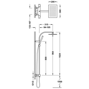 Ensemble douche robinet thermostatique 2 voies Over‑wall  Noir Bronze - TRES 19039306KMB 