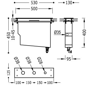 Réservoir pour robinetterie de rebord de baignoire Or Rose 24K - TRES 20024501OP 