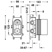 Boîtier encastré Rapid‑box 3 voies avec mitigeur monocommande pour douche et baignoire  - TRES 20827310 