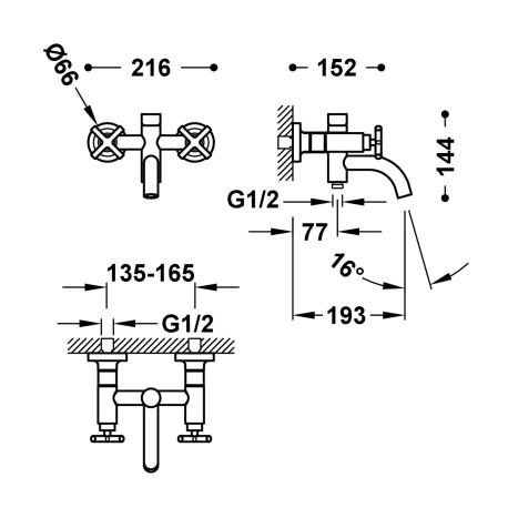 Mélangeur mural pour baignoire et douche Noir Bronze - TRES 28317601KMB 