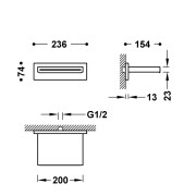 Pommeau de douche mural avec sortie de l’eau en cascade 154 x 200 mm  Or Rose Mat 24K - TRES 29990304OPM 