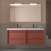 Meuble salle de bains + Vasque 140cm 4 tiroirs Red Satin ATTILA - SALGAR 104934