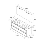 Meuble salle de bains + Vasque 140cm 4 tiroirs Chêne Africain ATTILA - SALGAR 104936