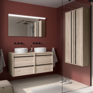 Meuble salle de bains 120cm 4 tiroirs Chêne Naturel ATTILA - SALGAR 104977