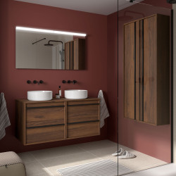 Meuble salle de bains 120cm 4 tiroirs Noyer Maya ATTILA - SALGAR 104979