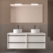 Meuble salle de bains 140cm 4 tiroirs White Satin ATTILA - SALGAR 104980