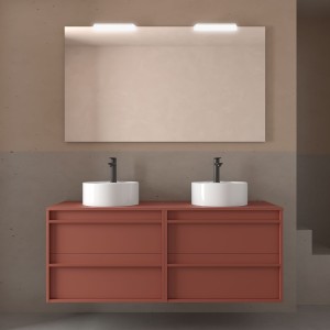 Meuble salle de bains 140cm 4 tiroirs Red Satin ATTILA - SALGAR 104984