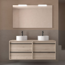 Meuble salle de bains 140cm 4 tiroirs Chêne Naturel ATTILA - SALGAR 104985