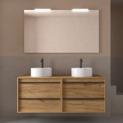 Meuble salle de bains 140cm 4 tiroirs Chêne Africain ATTILA - SALGAR 104986