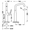Mitigeur haut avec manette latérale pour lavabo Noir Bronze - TRES 28164701KMB