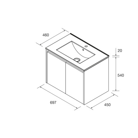 Meuble salle de bains 60cm 2 portes Green Satin NOJA - SALGAR 105072