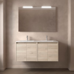 Meuble salle de bains 120cm 4 portes Chêne Naturel NOJA - SALGAR 105092