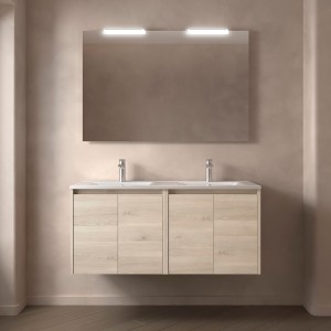Meuble salle de bains 120cm 4 portes Chêne Naturel NOJA - SALGAR 105092