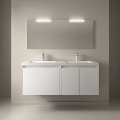 Meuble salle de bains 140cm 4 portes Blanc Brillant NOJA - SALGAR 105095