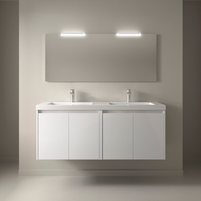 Meuble salle de bains 140cm 4 portes Blanc Brillant NOJA - SALGAR 105095