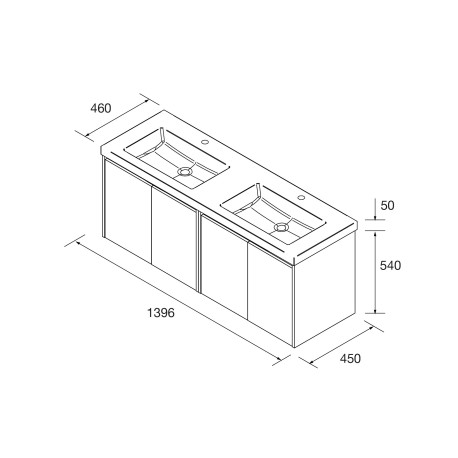 Meuble salle de bains 140cm 4 portes Blanc Brillant NOJA - SALGAR 105095