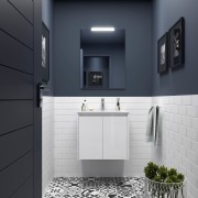 Meuble salle de bains et  miroir 60cm 2 portes Blanc Brillant NOJA - SALGAR 105273