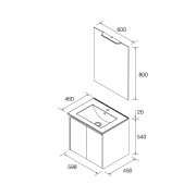 Meuble salle de bains et  miroir 60cm 2 portes Noyer Maya NOJA - SALGAR 105281
