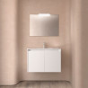 Meuble salle de bains et miroir 80cm 2 portes White Satin NOJA - SALGAR 105292