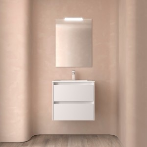 Meuble salle de bains 60cm 2 tiroirs White Satin NOJA - SALGAR 105373