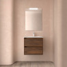 Meuble salle de bains 60cm 2 tiroirs et miroir Noyer Maya NOJA - SALGAR 105380