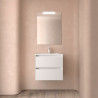 Meuble salle de bains 70cm 2 tiroirs et miroir White Satin NOJA - SALGAR 105382