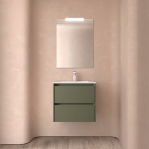 Meuble salle de bains 70cm 2 tiroirs Green Satin NOJA - SALGAR 105385