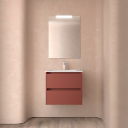 Meuble salle de bains 70cm 2 tiroirs Red Satin NOJA - SALGAR 105386