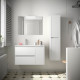 Meuble salle de bains 85cm 2 tiroirs 1 porte à droite et miroir Blanc Brillant NOJA - SALGAR 105399
