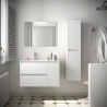 Meuble salle de bains 85cm 2 tiroirs 1 porte à droite et miroir Blanc Brillant NOJA - SALGAR 105399