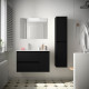 Meuble salle de bains 85cm 2 tiroirs 1 porte à droite et miroir Black Satin NOJA - SALGAR 105401