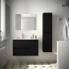 Meuble salle de bains 85cm 2 tiroirs 1 porte à droite et miroir Black Satin NOJA - SALGAR 105401
