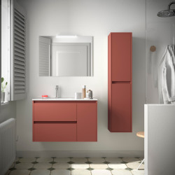 Meuble salle de bains 85cm 2 tiroirs 1 porte à droite Red Satin NOJA - SALGAR 105404