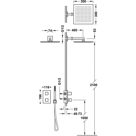 Kit douche robinet thermostatique encastré Therm-box à 2 voies Noir Bronze - TRES 00635004KMB