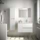 Meuble salle de bains 85cm 2 tiroirs 1 porte à gauche et miroir Blanc Brillant NOJA - SALGAR 105408