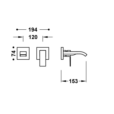 Mitigeur lavabo encastré bec 153 mm Noir Bronze - TRES 00630023KMB