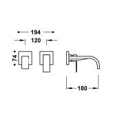 Mitigeur lavabo encastré bec 180 mm Noir Bronze - TRES 00630021KMB