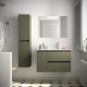 Meuble salle de bains 85cm 2 tiroirs 1 porte à gauche et miroir Green Satin NOJA - SALGAR 105412