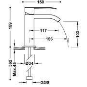 Mitigeur lavabo bec fermé avec sortie de l’eau en cascade Noir Bronze - TRES 00610101KMB