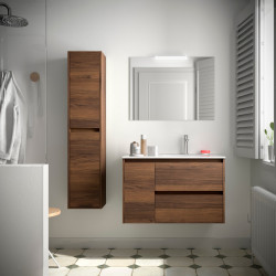 Meuble salle de bains 85cm 2 tiroirs 1 porte à gauche Noyer Maya NOJA - SALGAR 105416