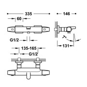 Ensemble douche bain-douche thermostatique Acier - TRES 19017459AC